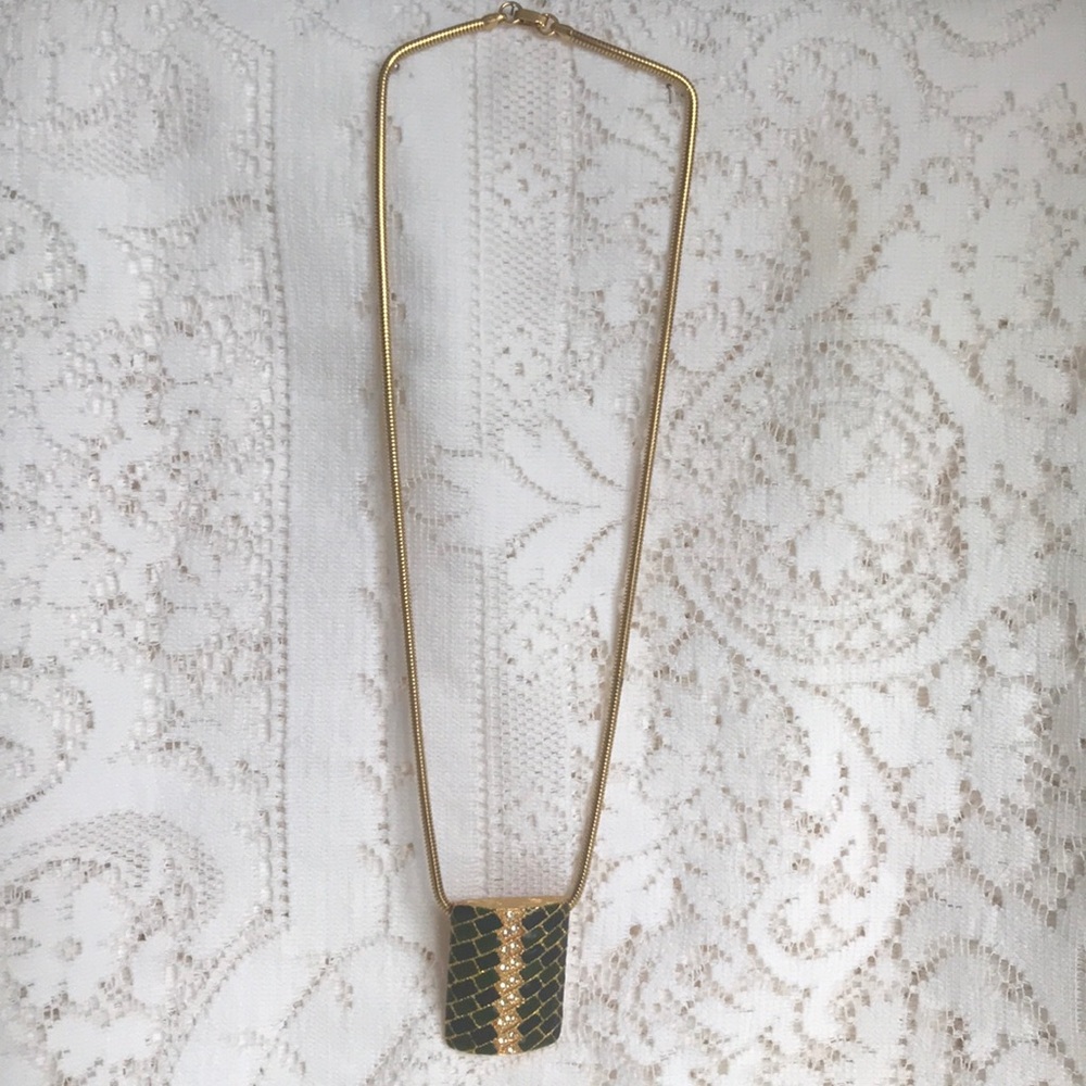 Necklace 22” enameled, crystal design